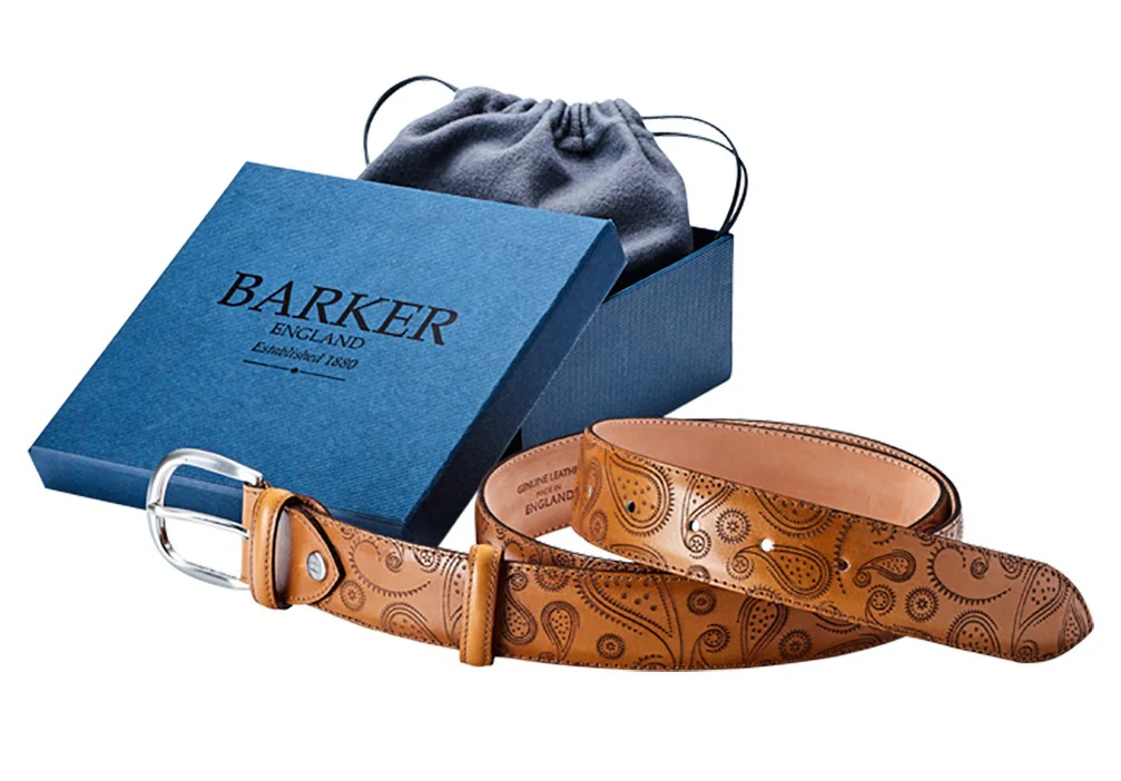Barker Belt - Cedar Calf/Paisley Laser