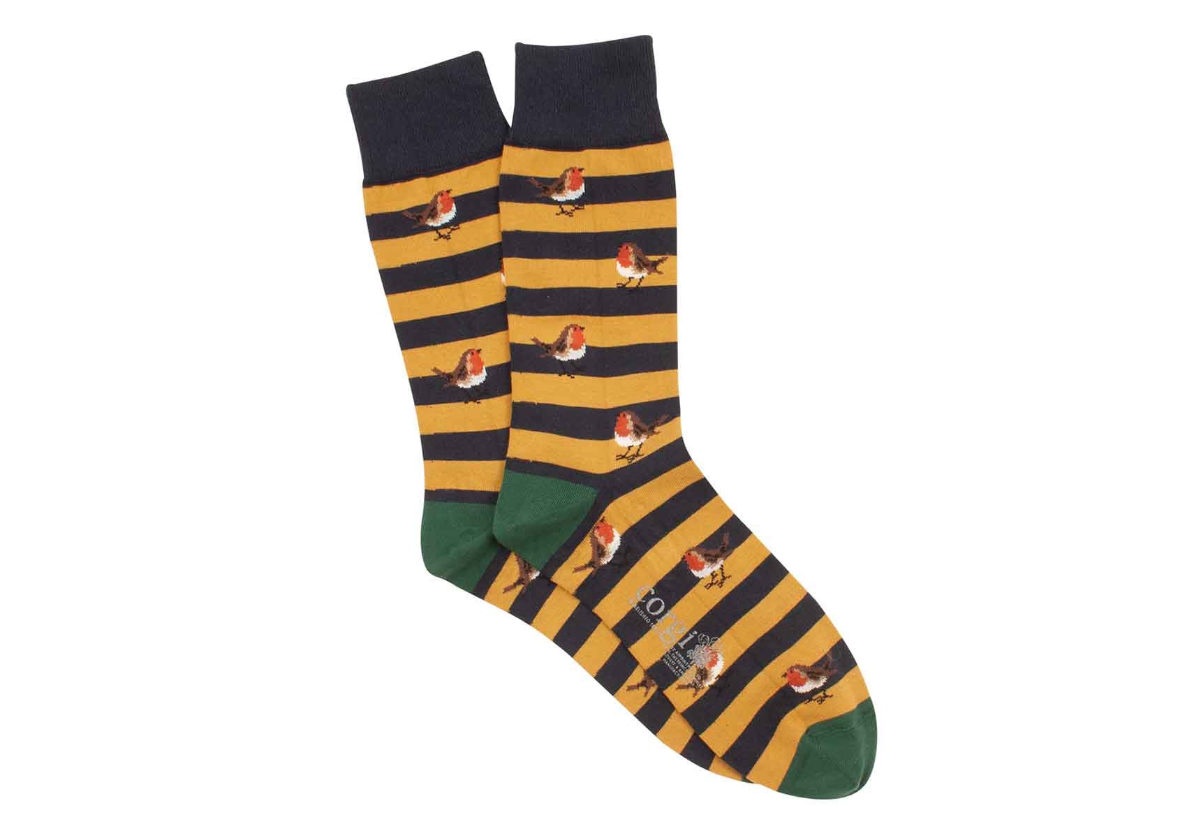 Corgi Robin & Stripe Socks