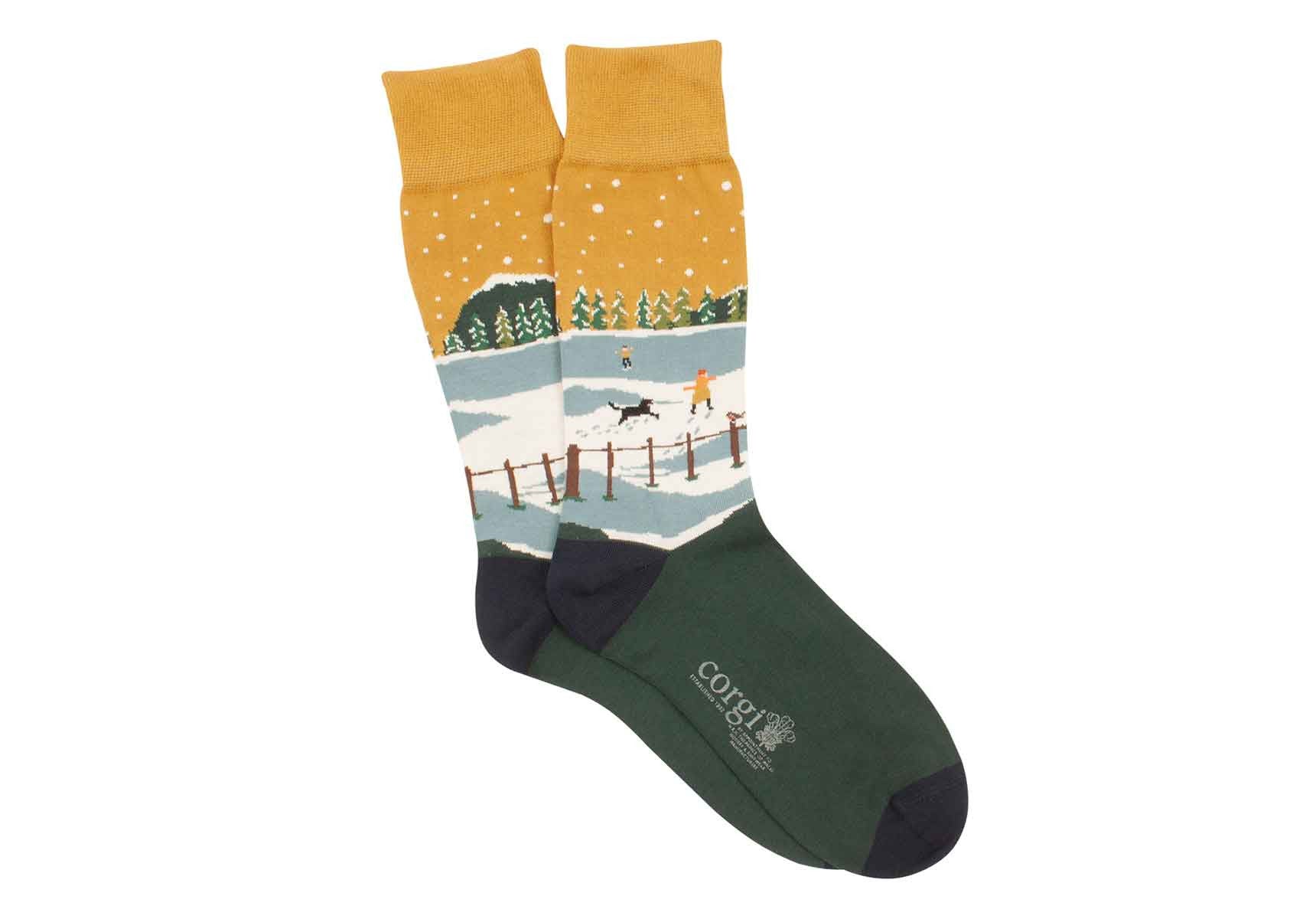 Corgi Walk in the Snow Socks