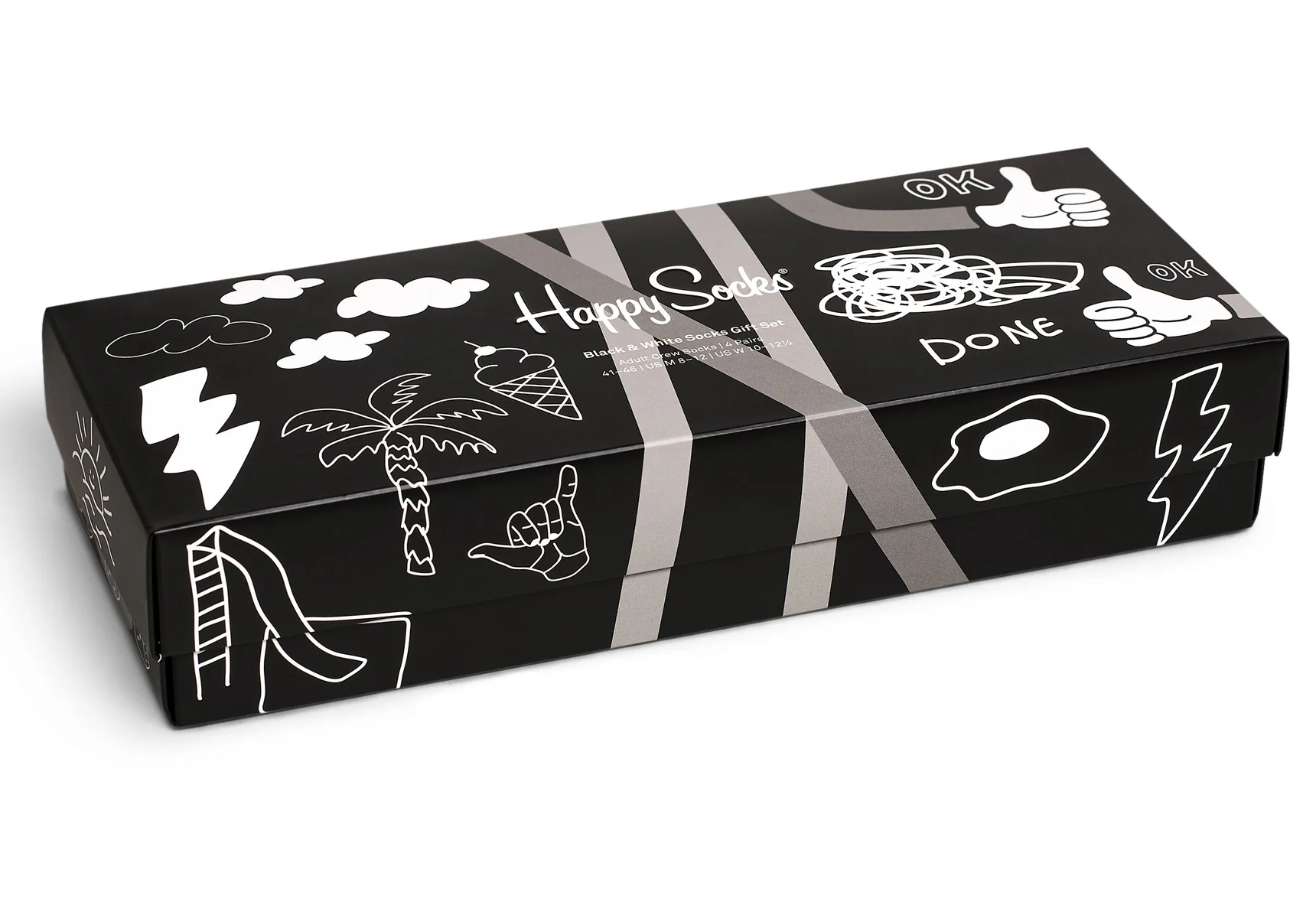 Happy Socks Black and White 4 - Pack Gift Box - Image 7