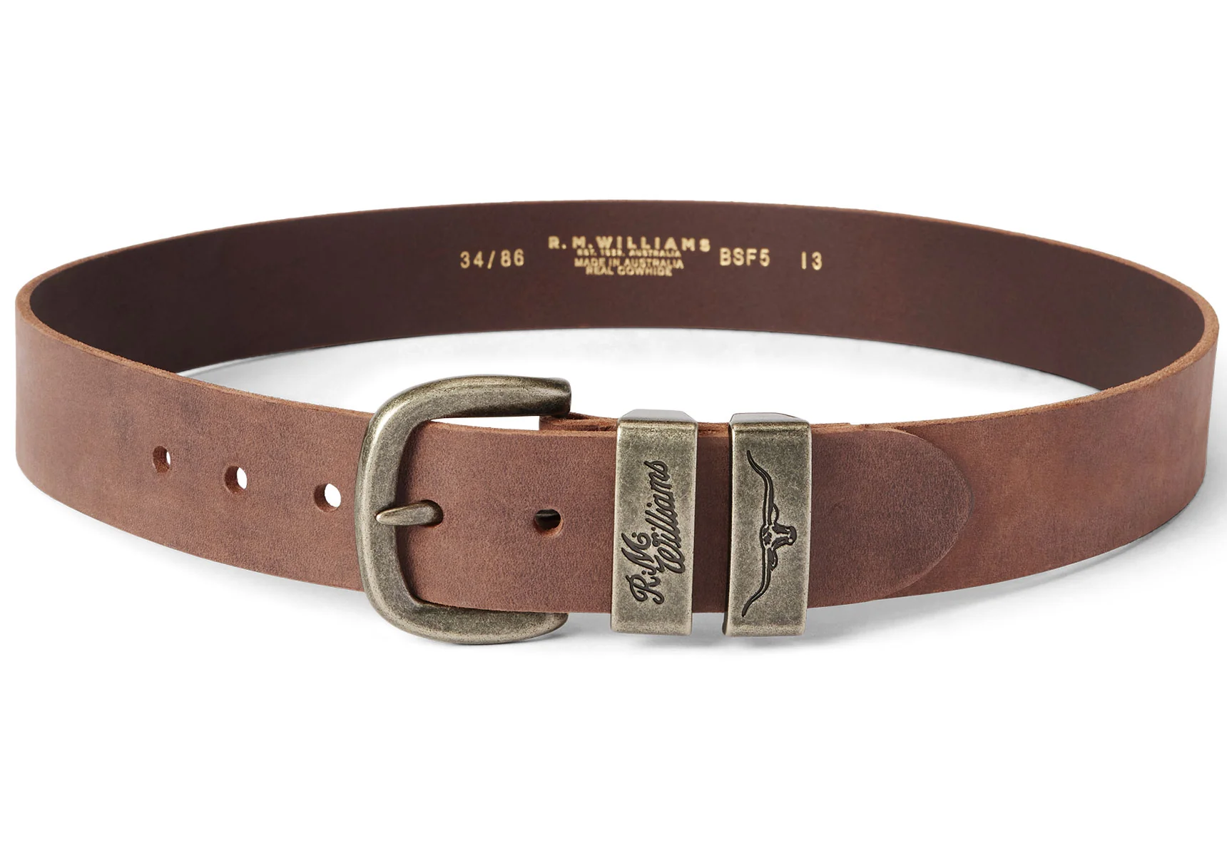 R.M. Williams 1 1/2" Drover Belt - Bark - Image 3