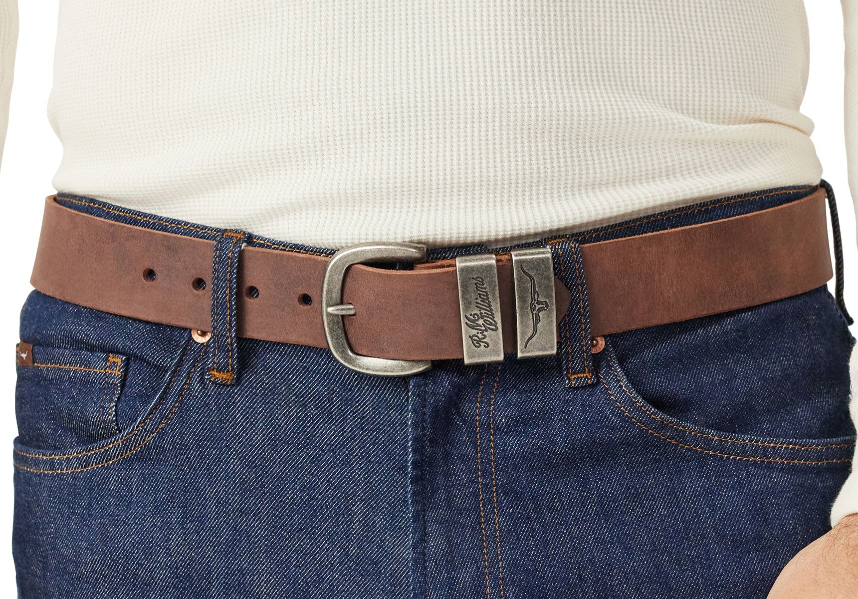 R.M. Williams 1 1/2" Drover Belt - Bark - Image 5