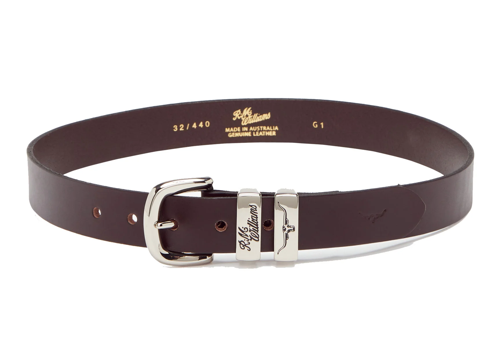 R.M. Williams 1 1/4 Slim Drover Belt - Chestnut - Image 3