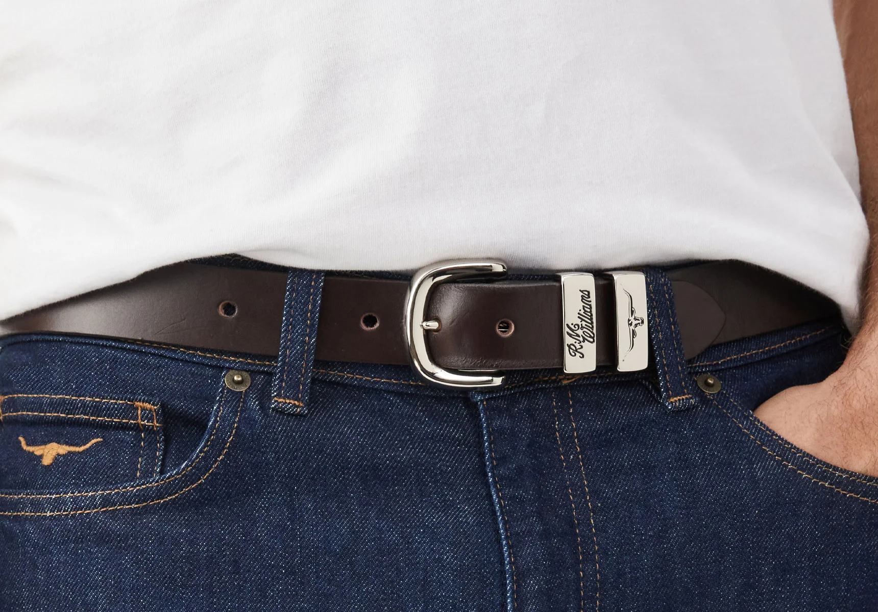 R.M. Williams 1 1/4 Slim Drover Belt - Chestnut - Image 5