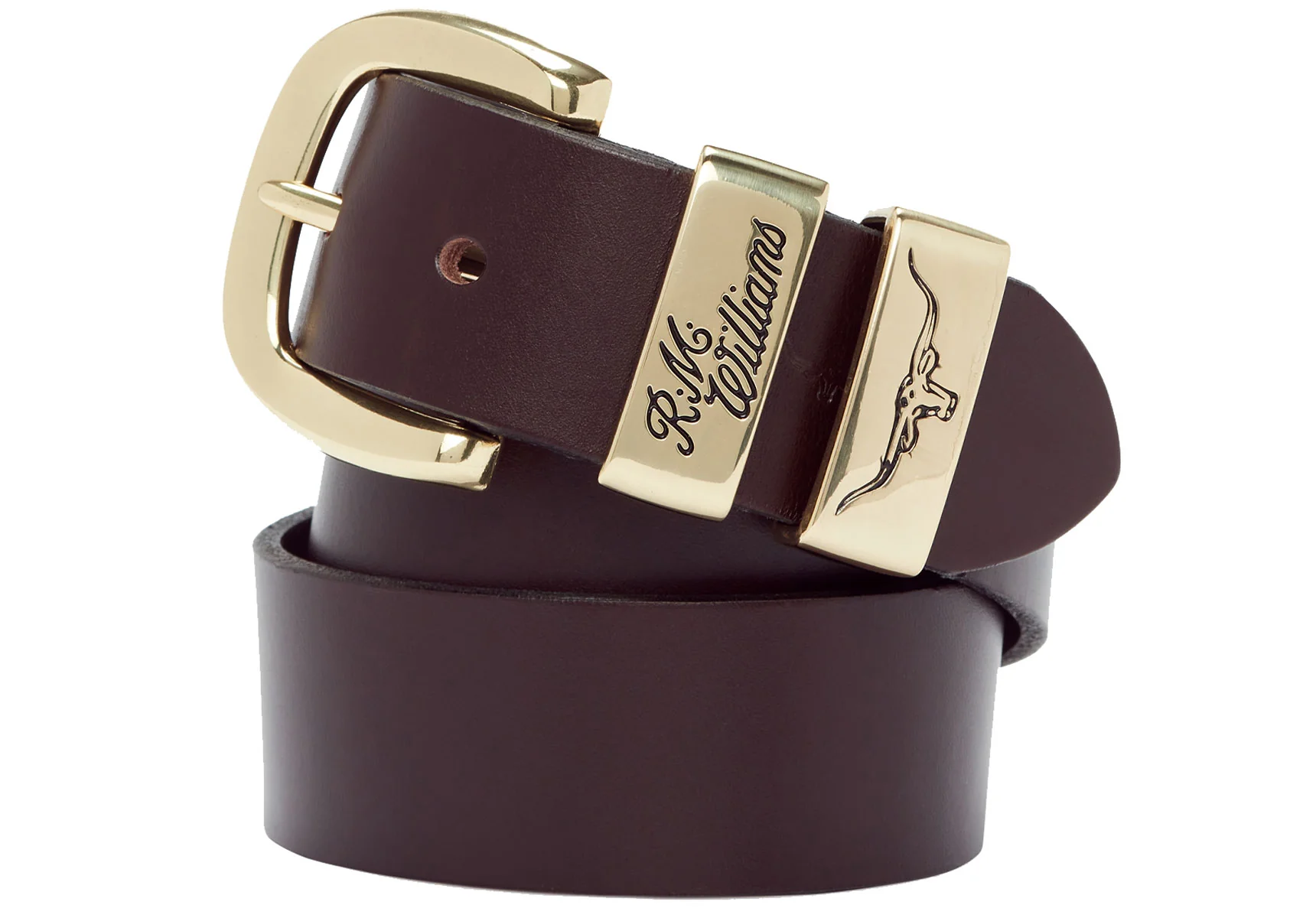 R.M. Williams 1 1/2" 3 Piece Solid Hide Belt - Brass Buckle - Image 3
