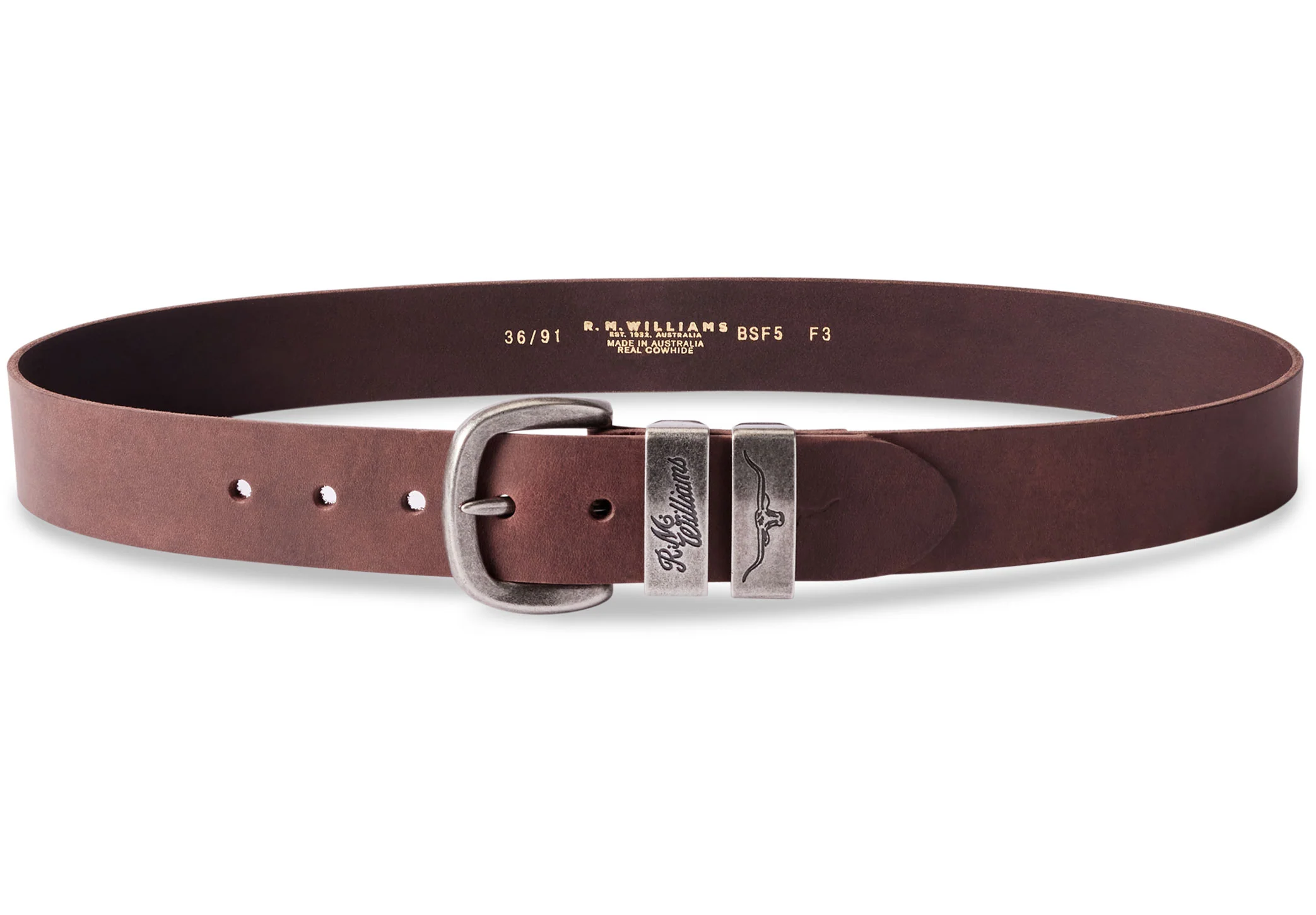 R.M. Williams Drover 1 1/2" Belt - Bark - Image 3