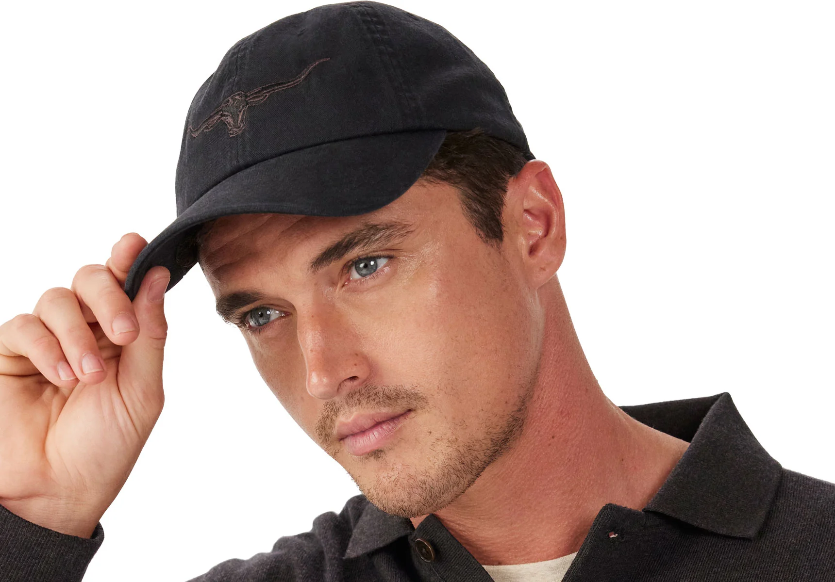 R.M. Williams Longhorn Twill Cap - Black Wash - Image 5