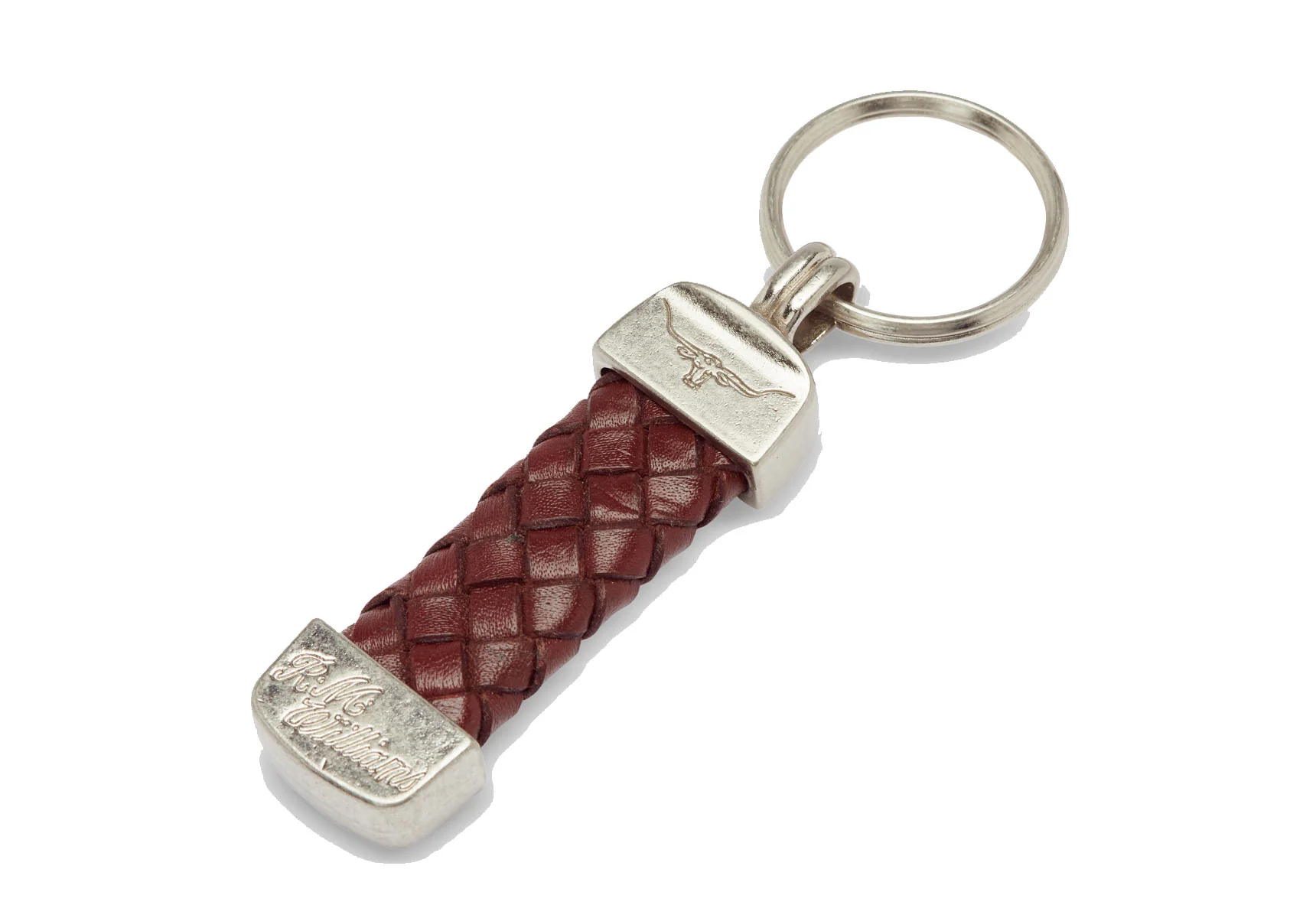 R.M. Williams Plaited Key Ring - Brown/Nickel