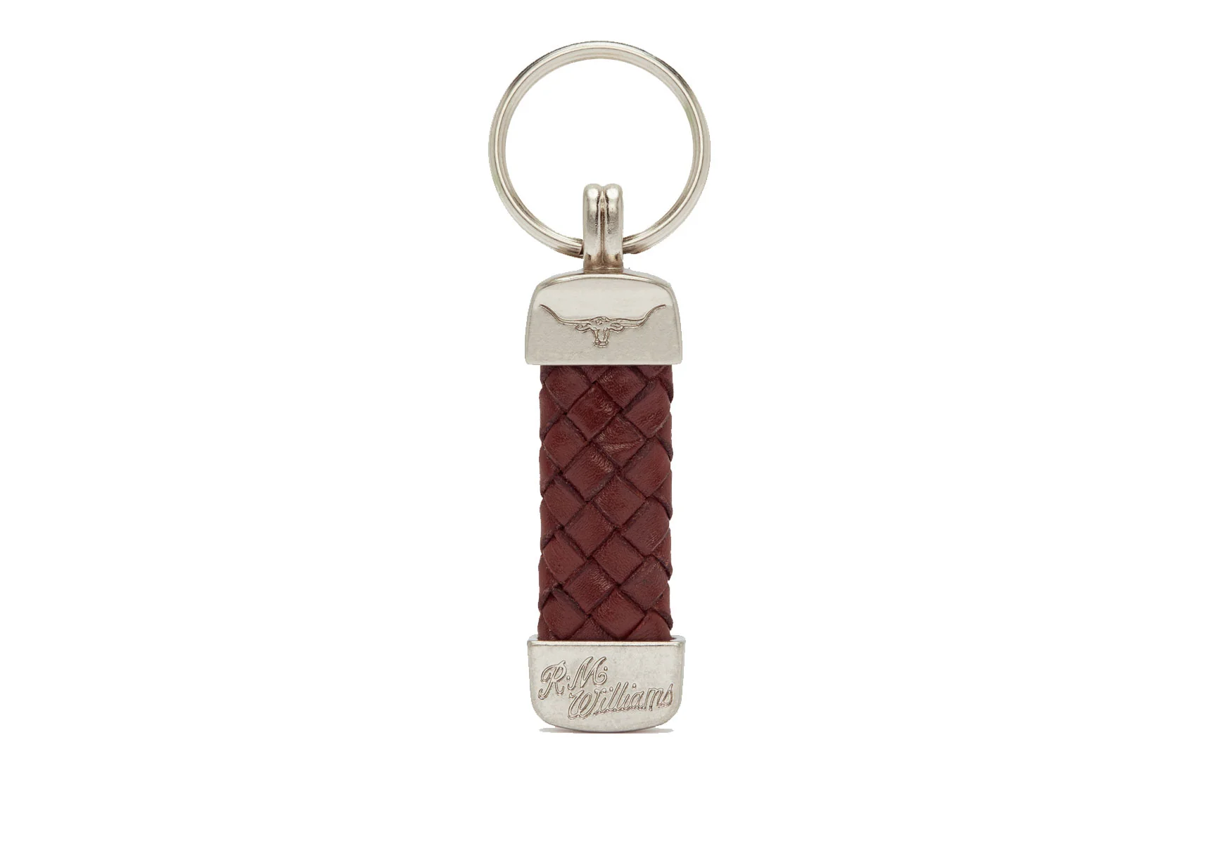 R.M. Williams Plaited Key Ring - Brown/Nickel - Image 2