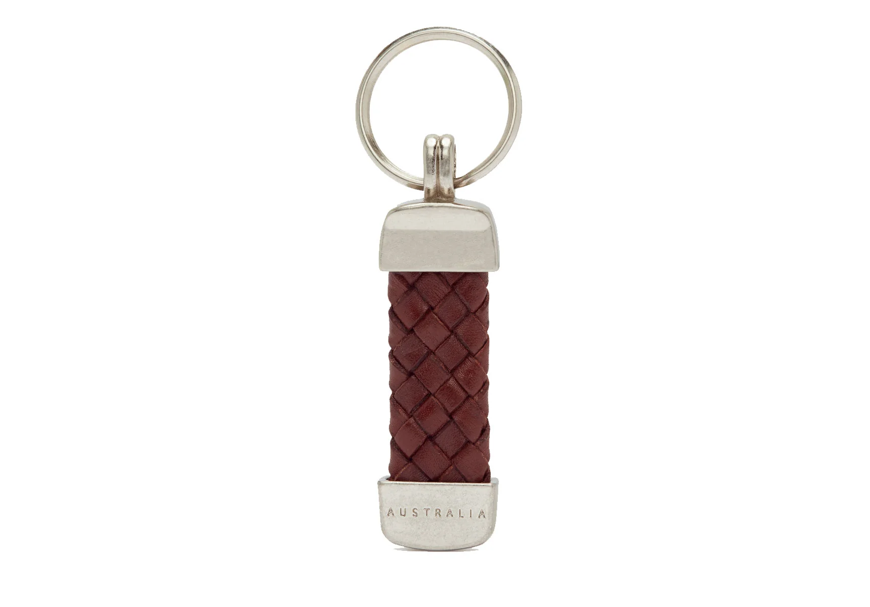 R.M. Williams Plaited Key Ring - Brown/Nickel - Image 3