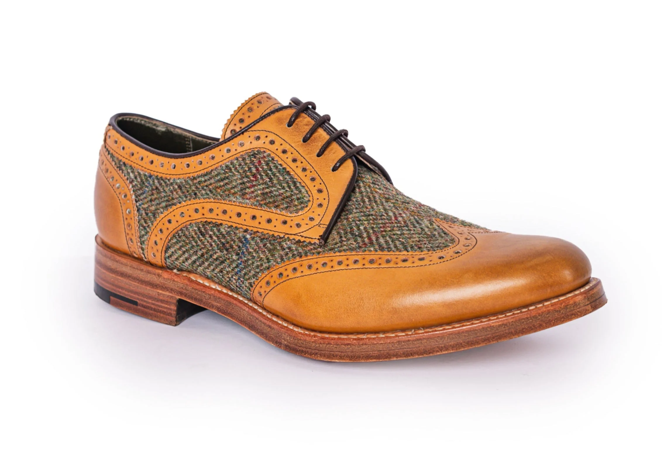Robinson Tarbert - Cedar Calf/Green Harris Tweed