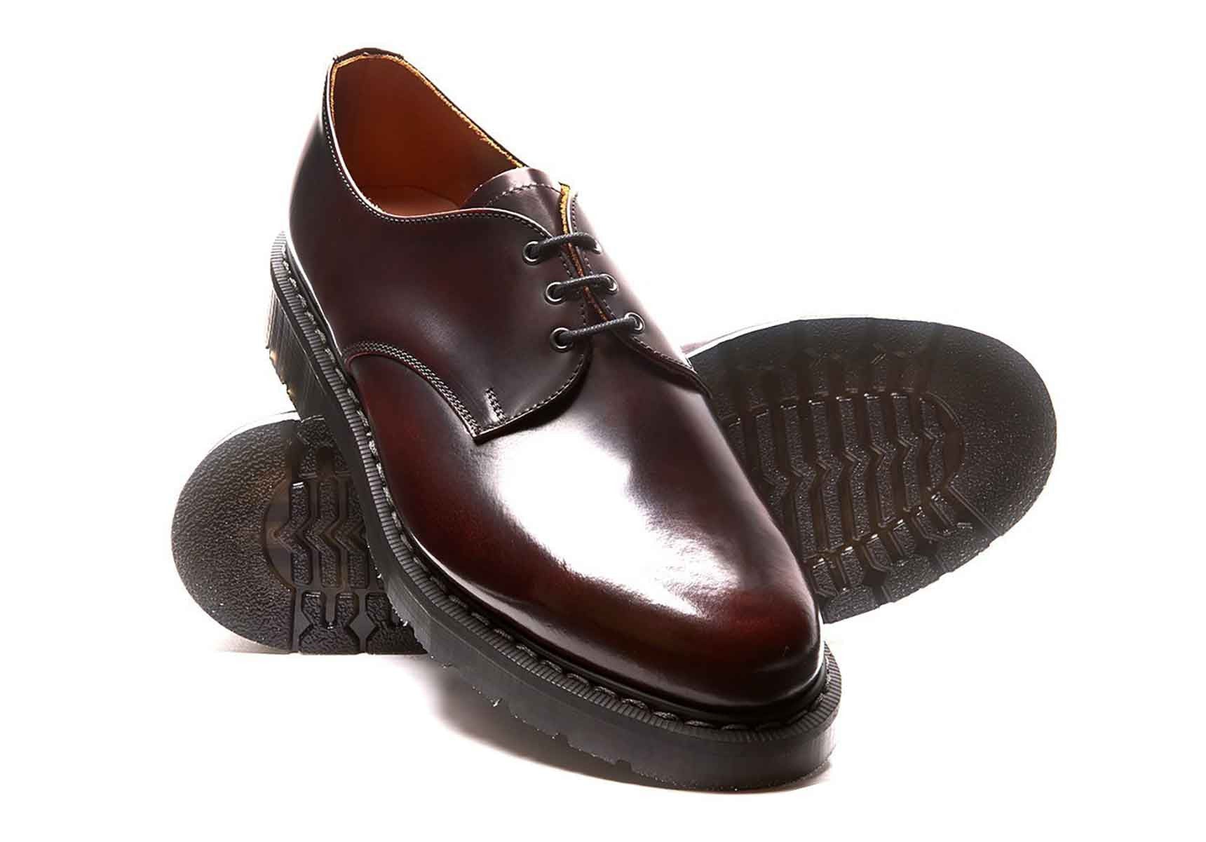 Solovair 3 Eye Gibson - Burgundy Rub-off Hi-Shine