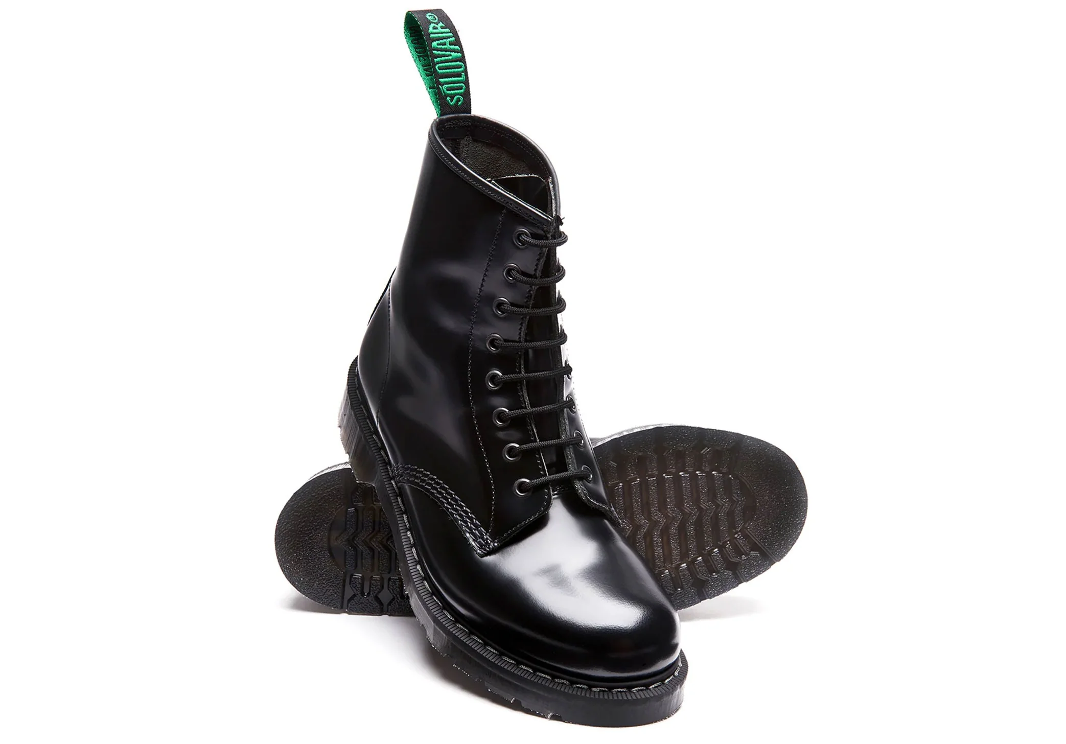Solovair 8 Eye Derby - Black Hi-Shine