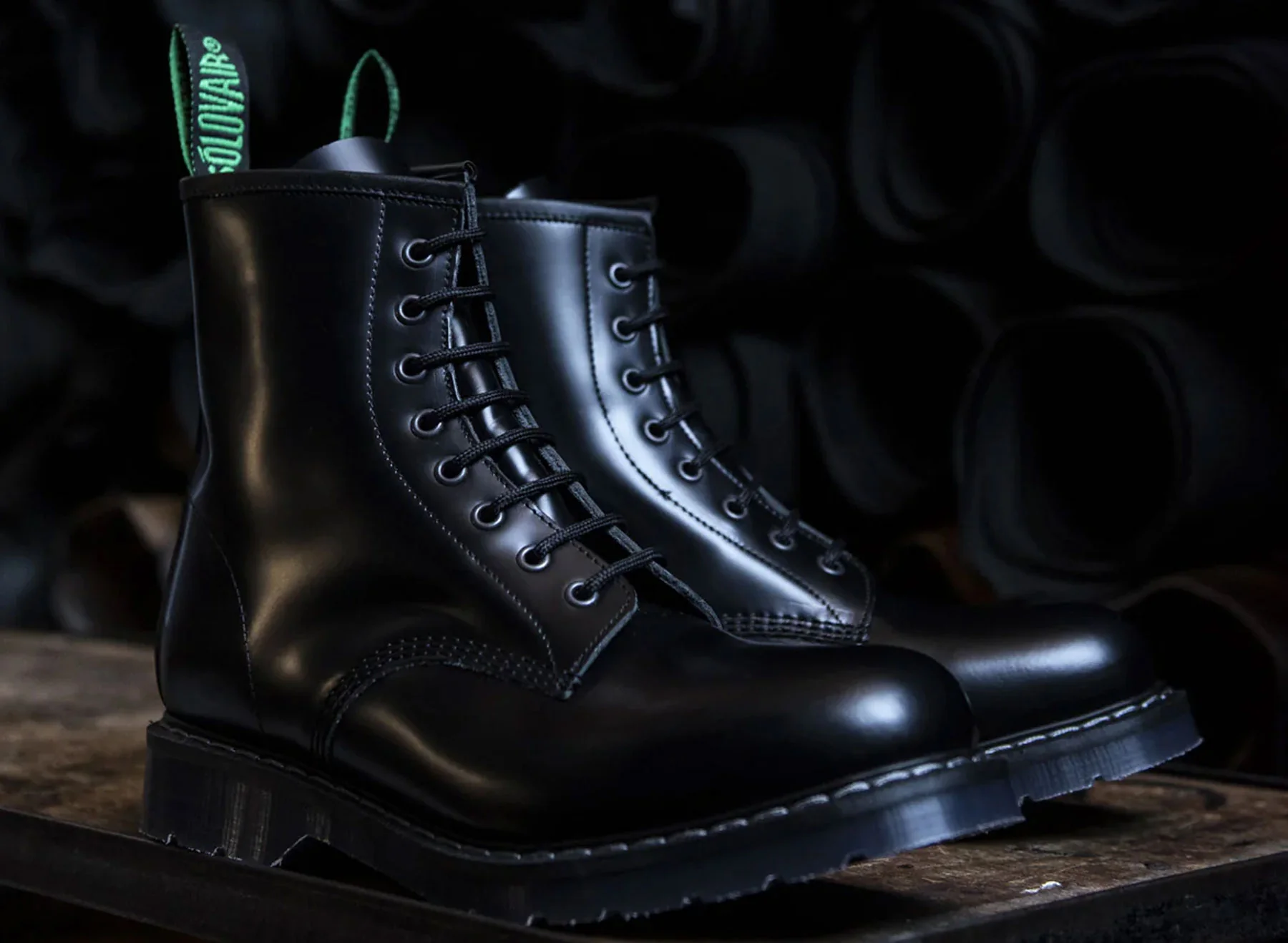Solovair 8 Eye Derby - Black Hi-Shine - Image 4