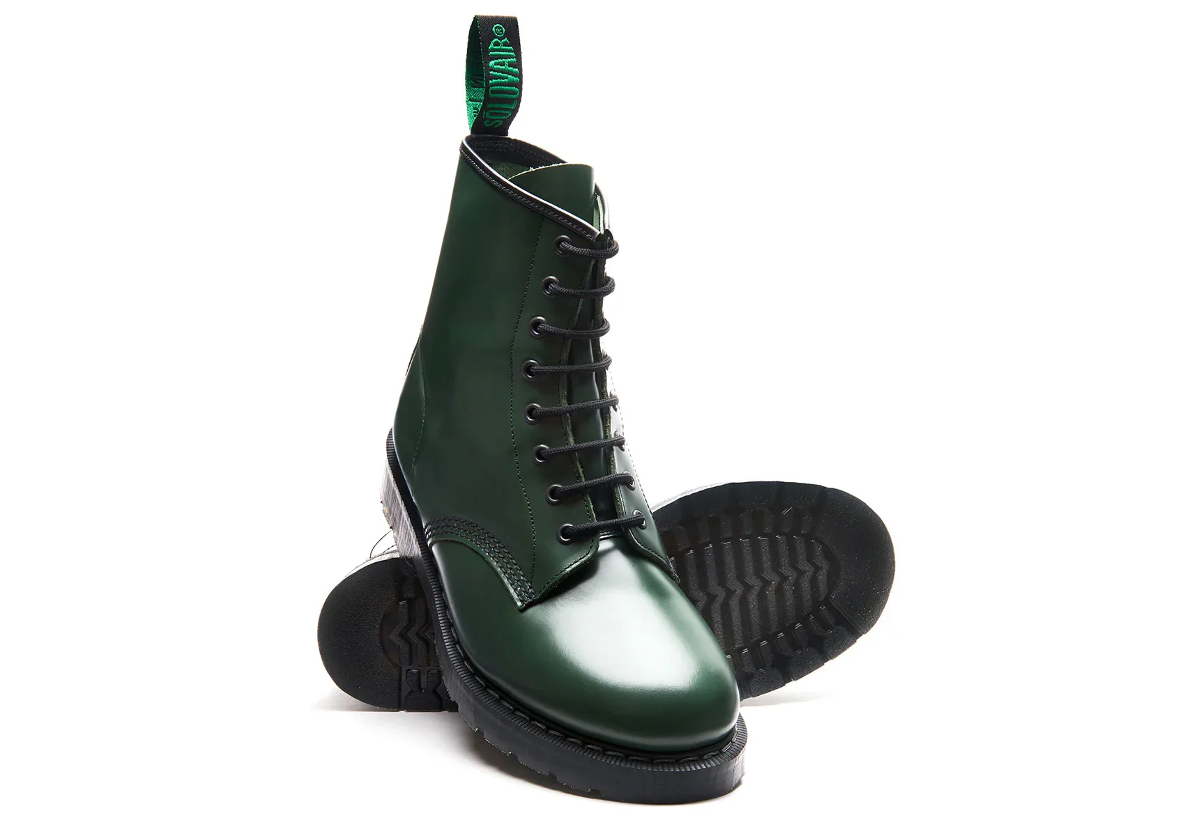 Solovair 8 Eye Derby - Green Hi-Shine